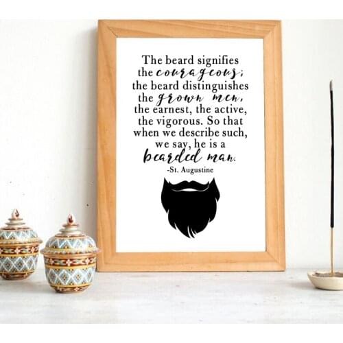 Bearded Man Quote by St. Augustine Wall Art Canvas Posters Catholic Man Painting Black and White Wall Picture Home Room Decor