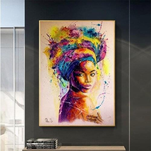 Africa Women Wall Posters and print on Canvas Abstract Girl Portrait Oil Paintings Scandinavian Picture for Living Room Cuadro