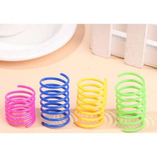New 4Pcs Cute Plastic Colorful Springs Cat Toy Playing Toys Cat Spring Toys Kitten Pet Accessories