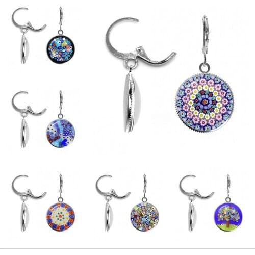 New Arrival Murano Millefiori Earrings MultiColour Flower Glass Dome French Hook Earring Jewelry For Women Girls Gift Dropship