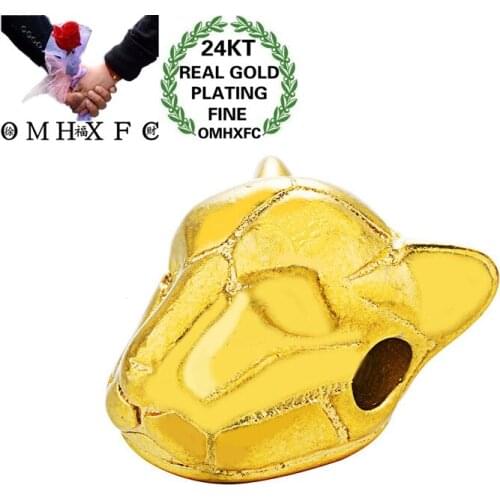 OMHXFC Wholesale European Fashion Fine Woman Man Party Birthday Wedding Gift Vintage Leopard Head 24KT Gold Pendant Charm PN294
