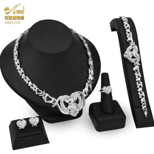 ANIID Xoxo Necklace Set 24K Gold Indian Bridal Jewelery Copper African Accessory Earring Ring Fashion Bracelet Quality Jewellery