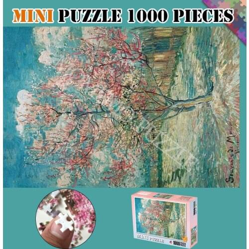 Puzzle 1000 Pieces Pink Peach Tree In Blossom Van Gogh Paintings Wooden Jigsaw Puzzles for Adults Kids Educational Toys Gifts