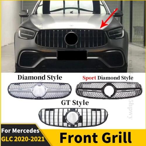 Front Grille Racing Grill Upper Inlet Grille Accessories Replacement For Mercedes GLC X253 C253 2020 2021 Sport AMG Line Coupe