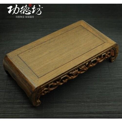 Merit square ornaments pedestal solid wood chicken wing wooden long incense incense burner base will not crack deform the base