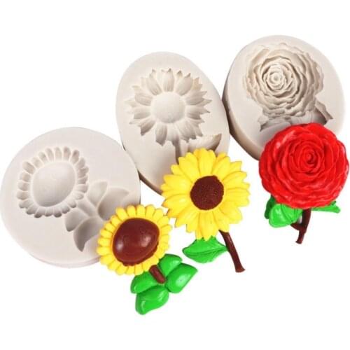 Rose Sunflower Chrysanthemum Silicone Mold Sugarcraft Chocolate Cupcake Baking Mold Fondant Cake Decorating Tools