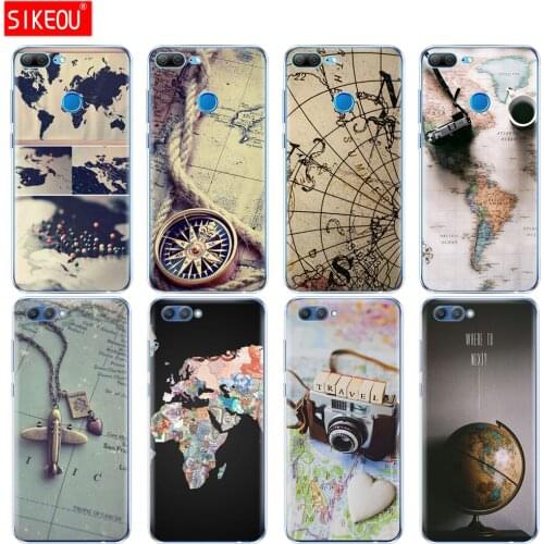 Silicone Cover phone Case for Huawei Honor 10 V10 3c 4C 5c 5x 4A 6A 6C pro 6X 7X 6 7 8 9 LITE World Map Travel Plans