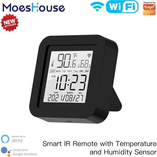 WiFi Tuya Smart IR Remote Control Temperature and Humidity Sensor for Air Conditioner TV AC Works with Alexa Google Home