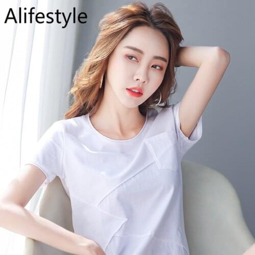 2020 Summer New Loose Solid Color Simple Short Sleeve T-Shirt Popular Thin High Elastic Fashion Casual Short Sleeve T-Shirt