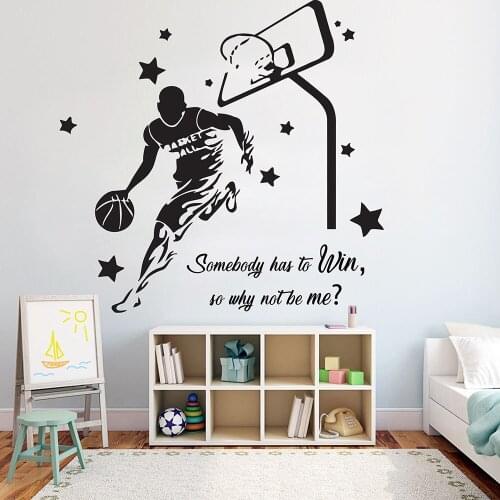 Basketball Quotes Wall Decal Basket Stickers Basketball Athletes Wall Stickers for Kids Room Vinyl Bedroom Decor Mural X242
