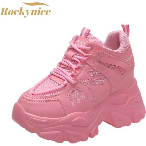 Women Autumn High Platform Sneakers 2021 Chunky Casual Shoes Luxury Designers Thick Soled Mesh Sneakers Woman Tenis Sports Shoes
