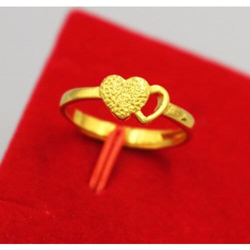 Dubai 24K gold rings for women heart Geometric Oval Open Finger rings female Vintage Accessories Party friends Gifts jewelry