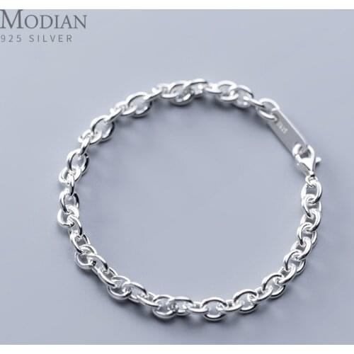 Modian New Minimalism Chain Bracelet for Women Genuine 925 Sterling Silver Geometric Bracelet Korea Style Fine Jewelry Bijoux
