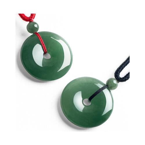 Zheru Jewelry Natural Burmese Jade A Grade Oil Cyan Donut Pendant Necklace Jewelry Best Gift