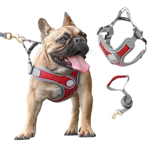 Dog Vest Harness Comfortable Heavy Duty Reflective Breathable Pet Harness with 150cm Dog Leash for Puppy Small Medium Dogs