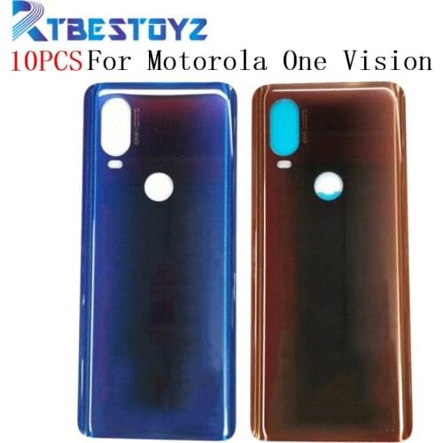10PCS Glass Battery Door Back Cover Housing Case For Motorola One Vision XT1970 Battery Cover For Moto One Vision Battery Cover