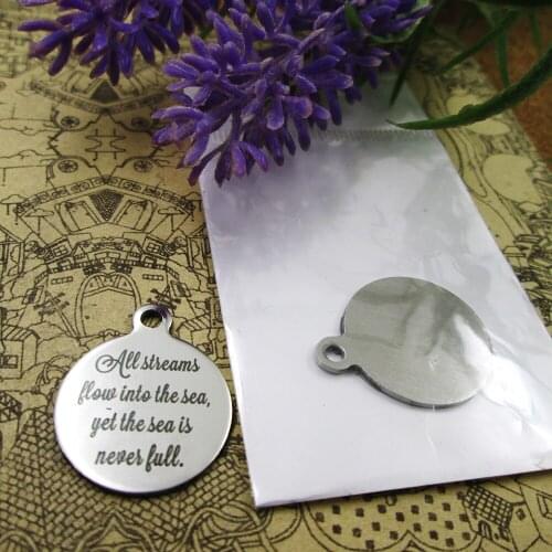 20pcs--"All streams flow into the sea..."stainless steel more styles for choosing DIY Charms Bible gold sentence