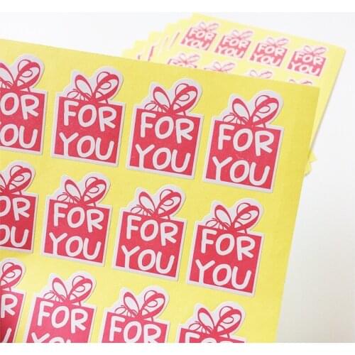 1200Pcs/lot wholesale mini Pink Gift Box Shape"For You"Sealing Sticker DIY Gifts Baking Decoration Label Sticker Food packaging