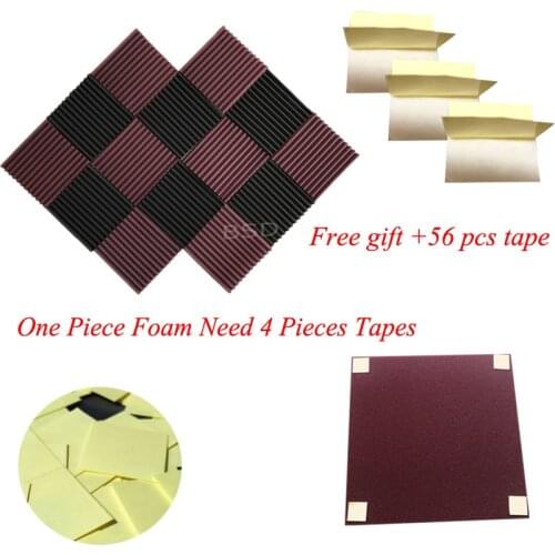 14 PCS Wedge Acoustic Foam 12" X 12" X 1" Inches with Adhesive Tape Good Soundproof