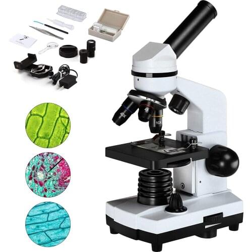 40X-1600X Microscopes for Kids Students Adults Powerful Biological Educational Microscopes with Slides Set Phone Adapter