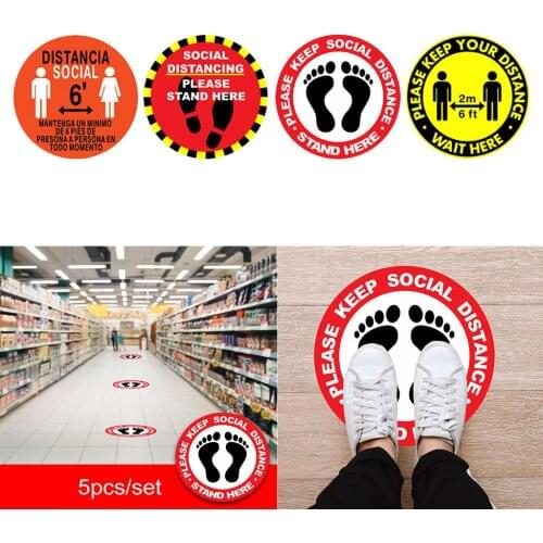 5x Social Distancing Floor Decal Stickers 6 Feet Safety Distancing Signs