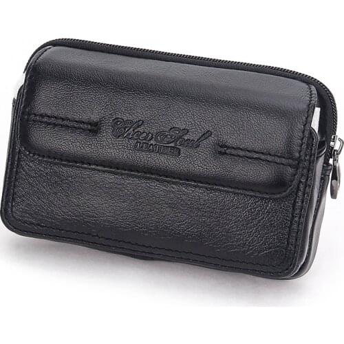 Men Cowhide Cell Mobile/Phone Case Waist Pack Cover Cigarette Purse Pocket Male Fashion Genuine Leather Flip Belt Hip Fanny Bag