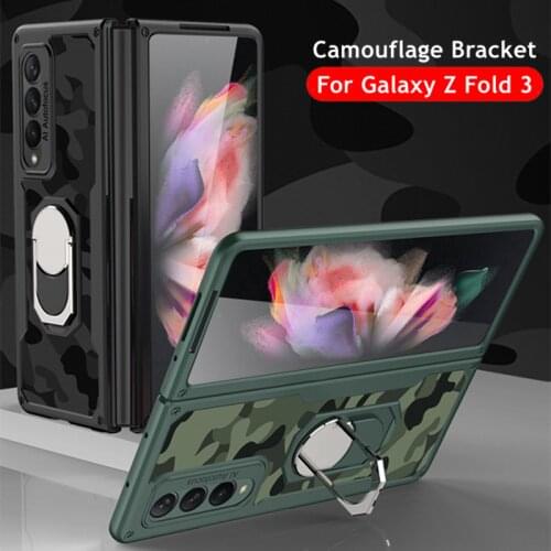 Armor Ring Holder Case For Samsung galaxy Fold Case 360 Bracket Hard PC Protective Cover For Galaxy Z Fold 2 5G