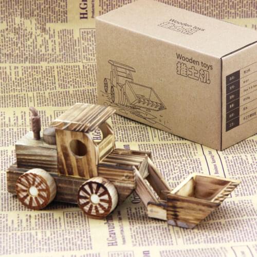 Hot Creative Wooden Toy Real Life Bulldozer Model Wooden Car Model Crafts Gifts Educational Toys For Kids MZ193