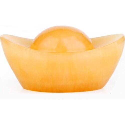 Feng Shui New topaz gold ingot sculpture Chinese folk arts and crafts buddhist temple offering corsage basin