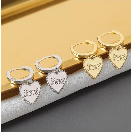 Exquisite Golden Heart Pendant Earring Hook Simple Silver Color Earring Circle Punk Fashion Street Style Jewelry Gift 2021 Trend