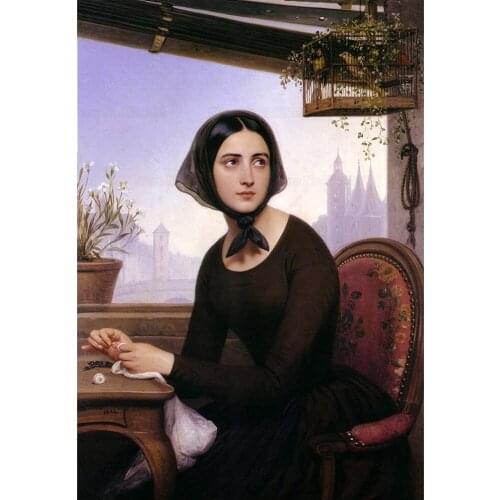 Elegant Lady with Rigolette 5D Full Drill Square Diamond Painting Women Portraits Embroidery Cross Stitch Gift