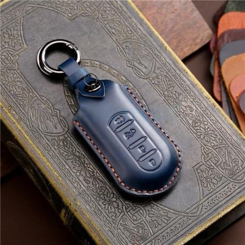 Top Layer Leather Car Key Cover for Toyota Rush Daihatsu Tanto LA600S LA800S LA610S Perodua Smart Keys Case Holder Protector