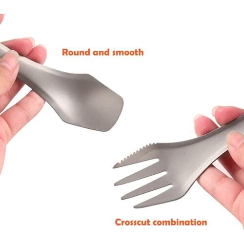 Ulti-function 3in1 Outdoor Camping Equipment Picnic Spoon Fork Titanium Spork Tableware Cutlery Hiking Cooking Trekking Untensil