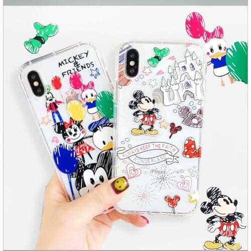 Cartoon Cute Disney Mickey Minnie Phone Case for Iphone 11 Pro Max XS Max X XR XS 7 8 Plus Back Cover Silicone Soft Shell Coque