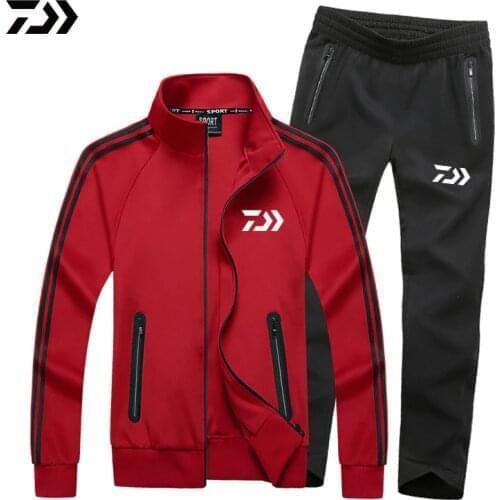 Men High Quality Cotton DAIWA Fishing Suits Plus Size Men Sports Suits Men DAWA Fishing Jackets And Pants Tracksuits Outdoor Set