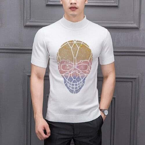 Mens High-End Custom Sweater Comfort Street Slim Pullover Male Knitting Skull Drilling Perfect Sweat Brand Tops