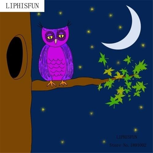 DIY Diamond Painting Cross Stitch Craft Kit Square Resin Rhinestones Wall Decor for Living Room Decoration Night Owl