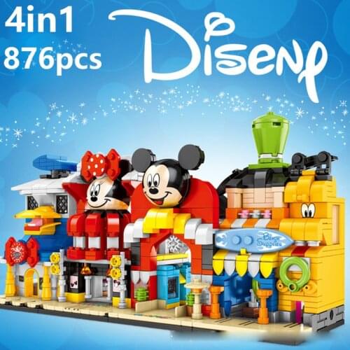 Disney sets Friends Princess Girls Mickey Mouse Shop Store Castle Heart Lake City Building Block Bricks Toys gifts 4in1