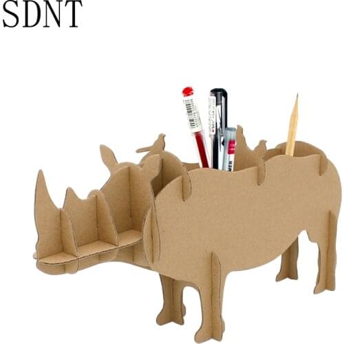 Rhino Puzzles Model Kits Toy DIY Doodle Storage Box 3D Assembly Puzzle Game Toys for Kids Educational Hobbies Gift Decoration