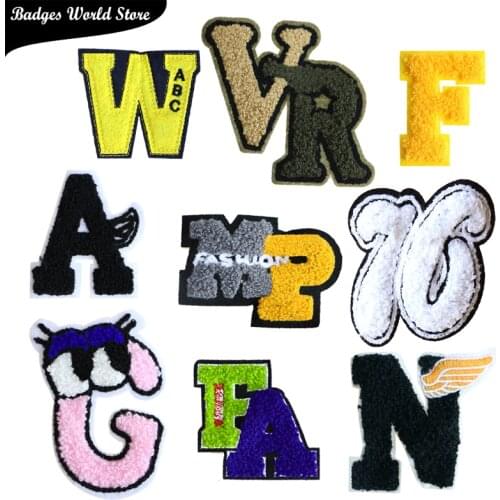 Cartoon Arabic Numerals English Letter Chenille Icon Applique Embroidered Patches For DIY Iron on Clothes Badges on the Backpack