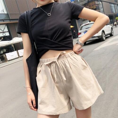 2021 New British-style Cotton and Linen Shorts Purple Khaki Casual Shorts for Woman Large Size Hot Shorts Clothes Wholesale