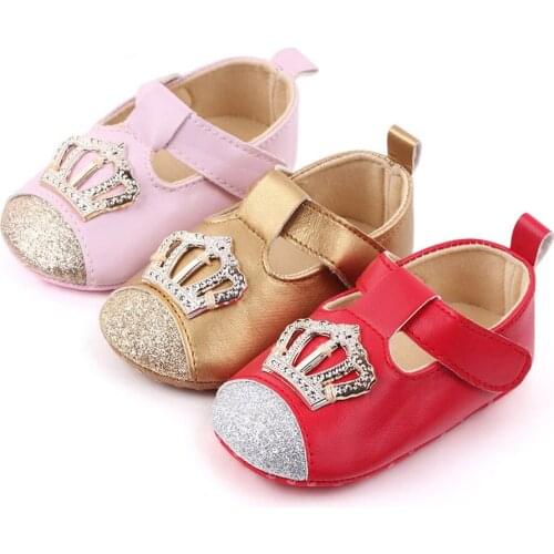 New Baby Shoes Crown Princess Baby Girl Shoes Cotton PU Leather Mary Jane Newborn First Walkers Toddler Shoes For Girls