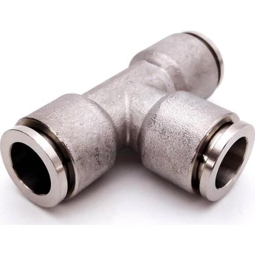 Yiyun 304 stainless steel pneumatic connector t-tee connector quick insert connector PE4 PE6 PE8 PE10 PE12 PE14 PE16 air nozzle