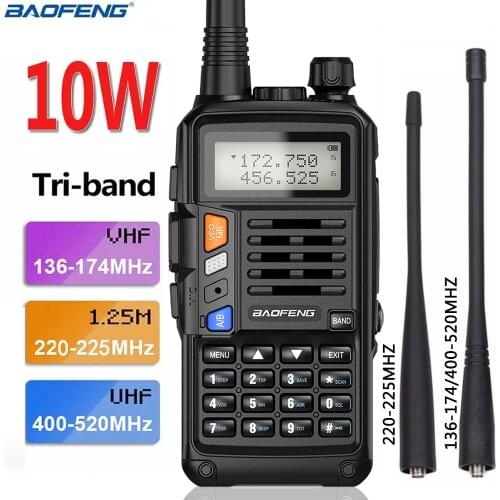 2021 BaoFeng UV-S9 Plus Tri-Band 10W High Power 136-174Mhz/220-225Mhz/400-520Mhz 10km Long Range Portable Walkie Talkie