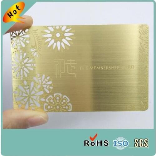 Gold plated brushed finish custom metal membership card