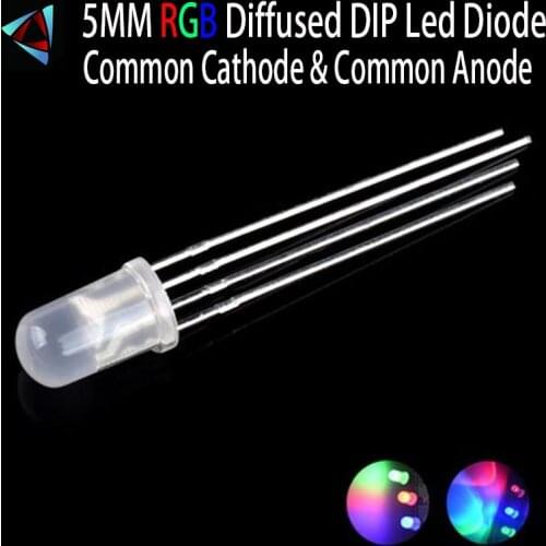 20PCS Multicolor 4pin 5MM RGB Led Diode Light Lamp Diffused Tricolor Round Common Anode Cathode LED 5 MM Emitting