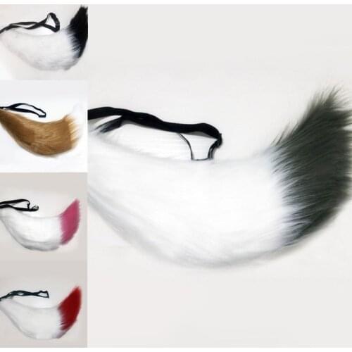 Adjustable Belt Imitation Fur Animal Tail Furry Wolf F-ox Cosplay Props Halloween Costume for Women Christmas Gifts