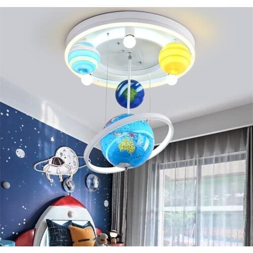 Nordic Globe Luxury Childrens Ceiling Lights for Boys Girls Bedroom Lighting Study Cloakroom LED Planet Decorative Ceiling Lamp