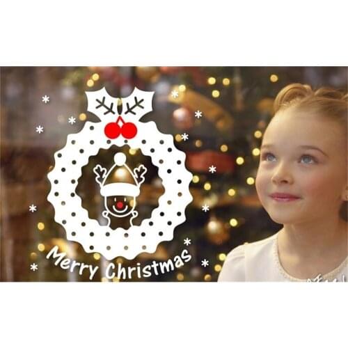 Christmas small elk snowflake festival Atmosphere decoration Store shop office door decoration sticker window sticker wall stick