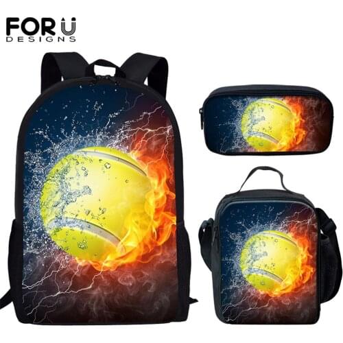 FORUDESIGNS New Fashion School Bags For Boys Tennis Ball Water Fire Printing Student Back To School Backpack Teens Mochila